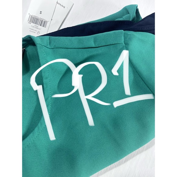 Banana Republic Women's Short Sleeve Green Blouse Contrasting Trim Navy Sz Small - Picture 5 of 5